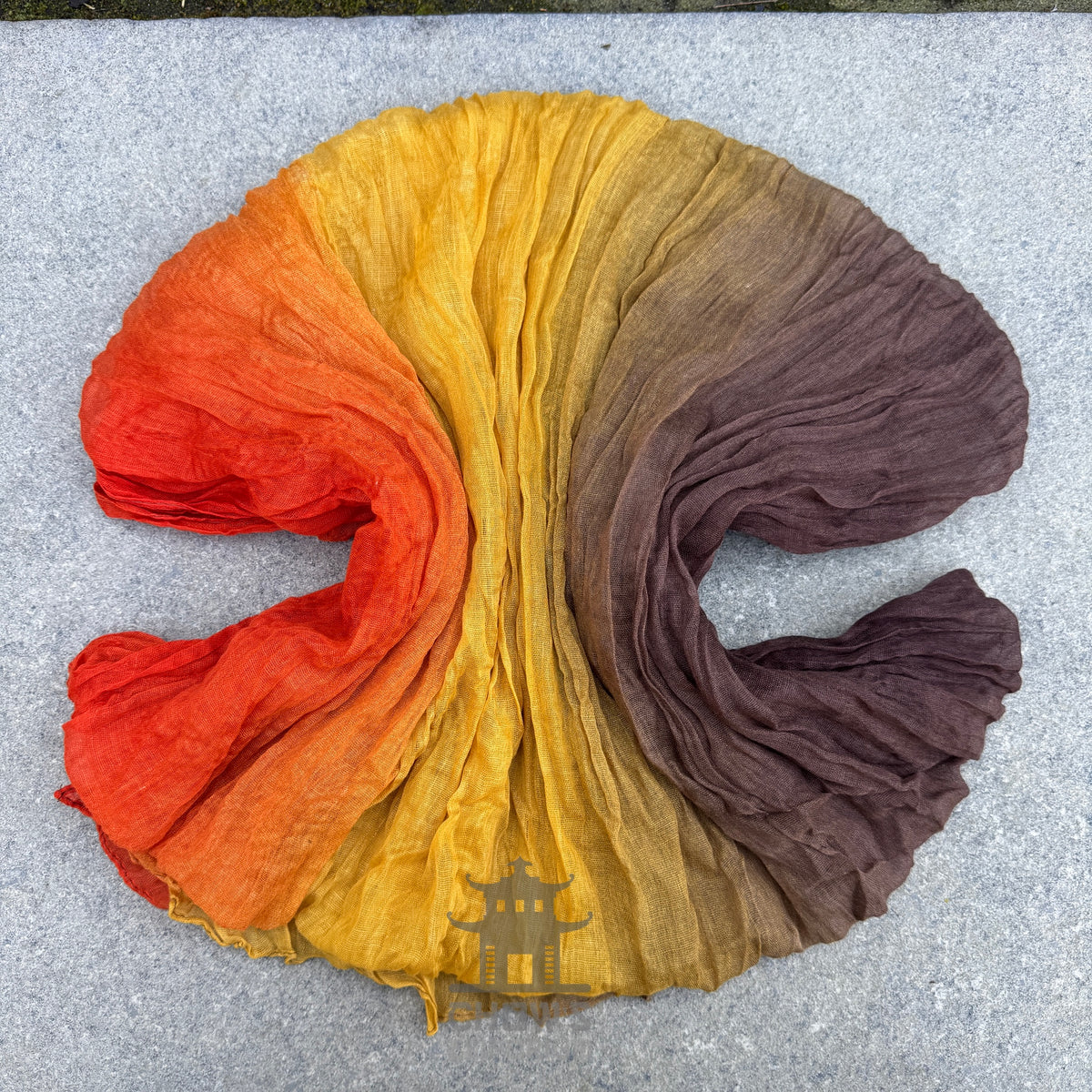 Ember pirate sash in viscose, brown, gold and orange colourway