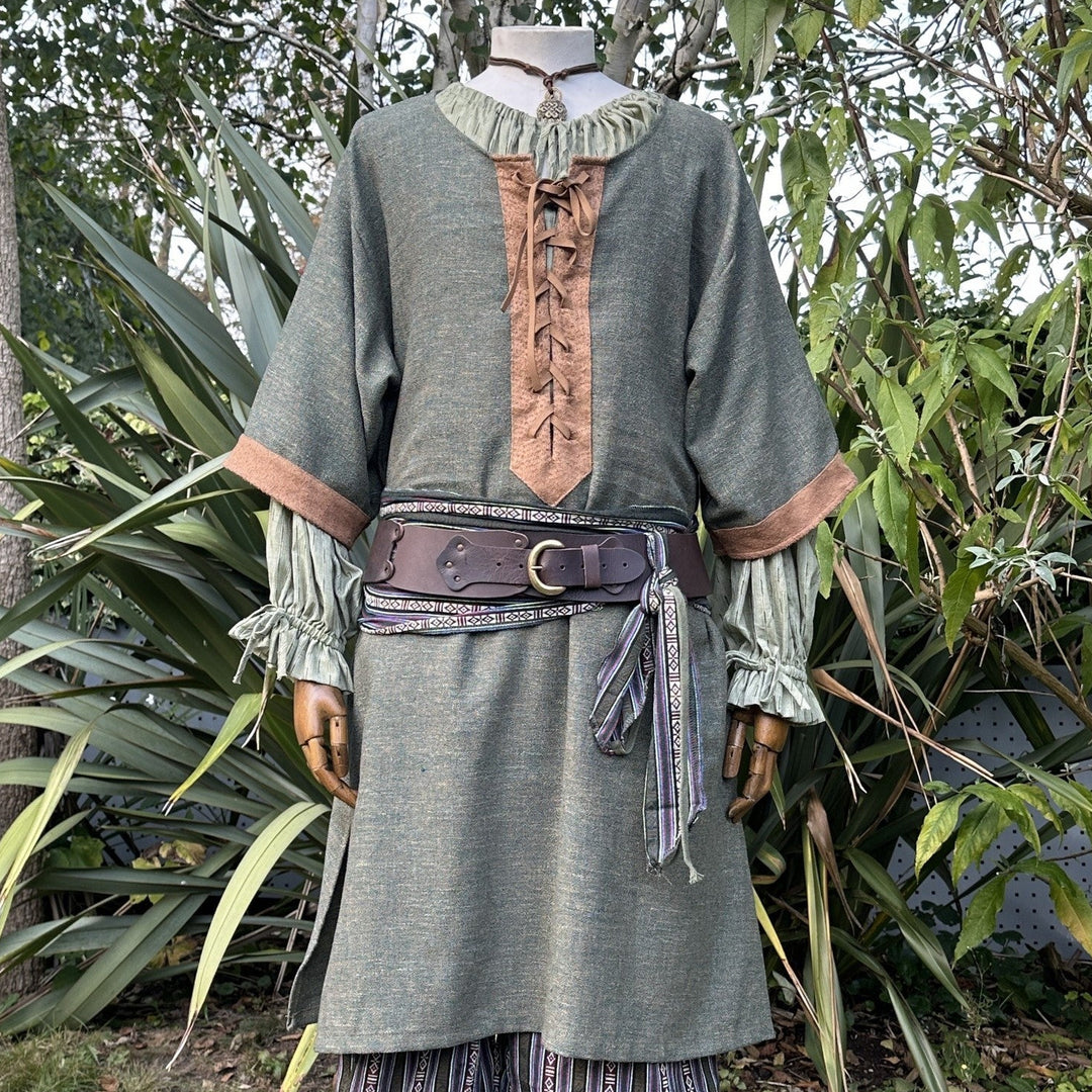 Forest Hunter LARP Outfit - 4+ pieces (Robe, Waistcoat, Vambraces, Sash)