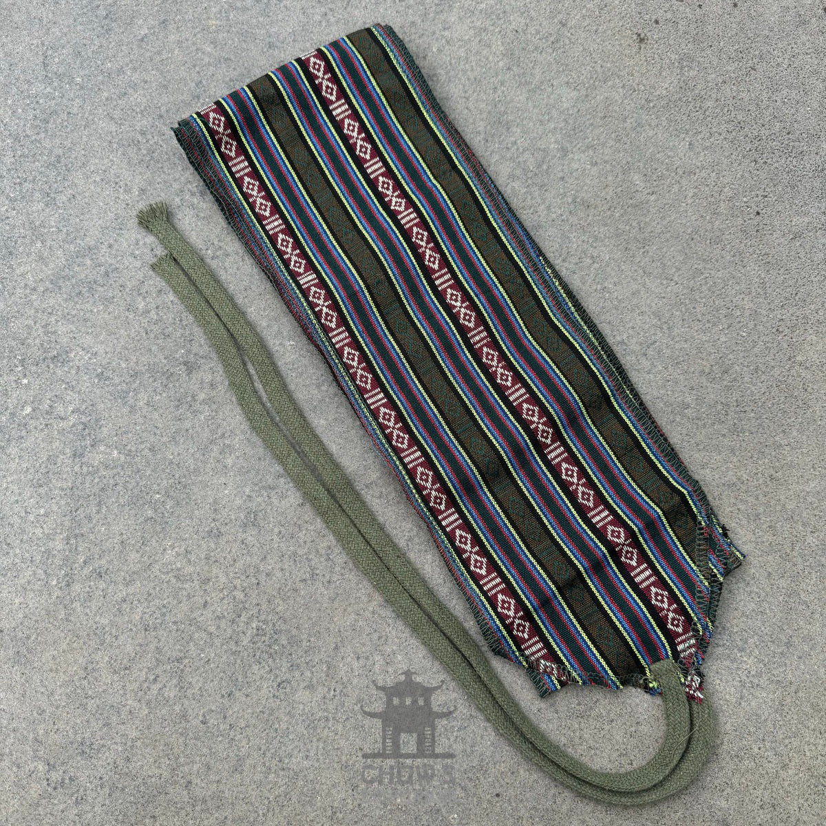 green multi striped sash