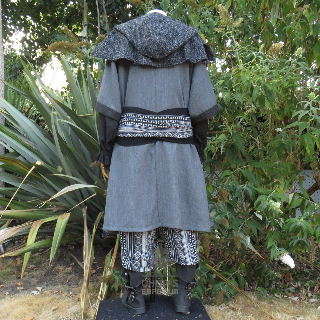 LARP Basic Outfit - 3 pieces Grey &amp; Purple (Tunic, Hood, Sash)