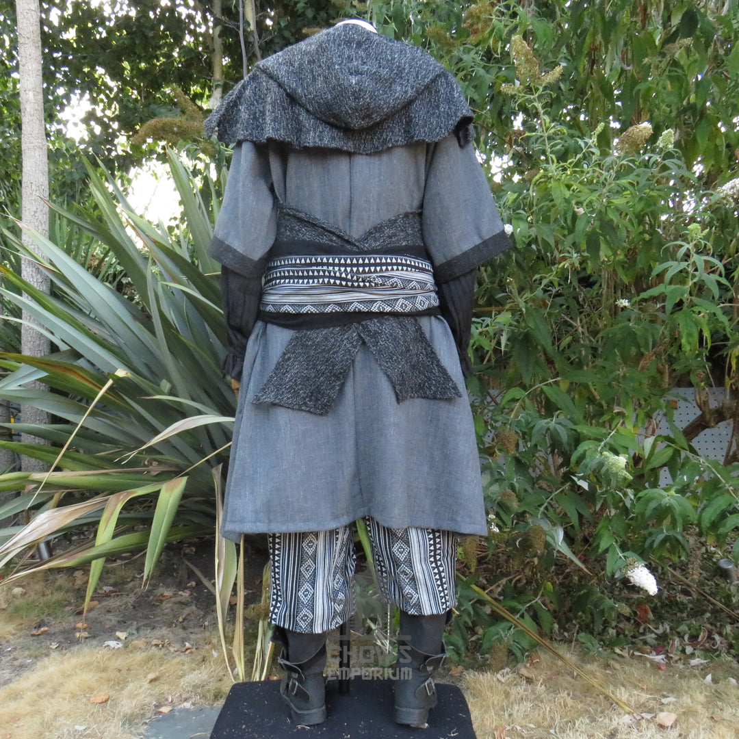 LARP Basic Outfit - 3 pieces Grey &amp; Purple (Tunic, Hood, Sash)