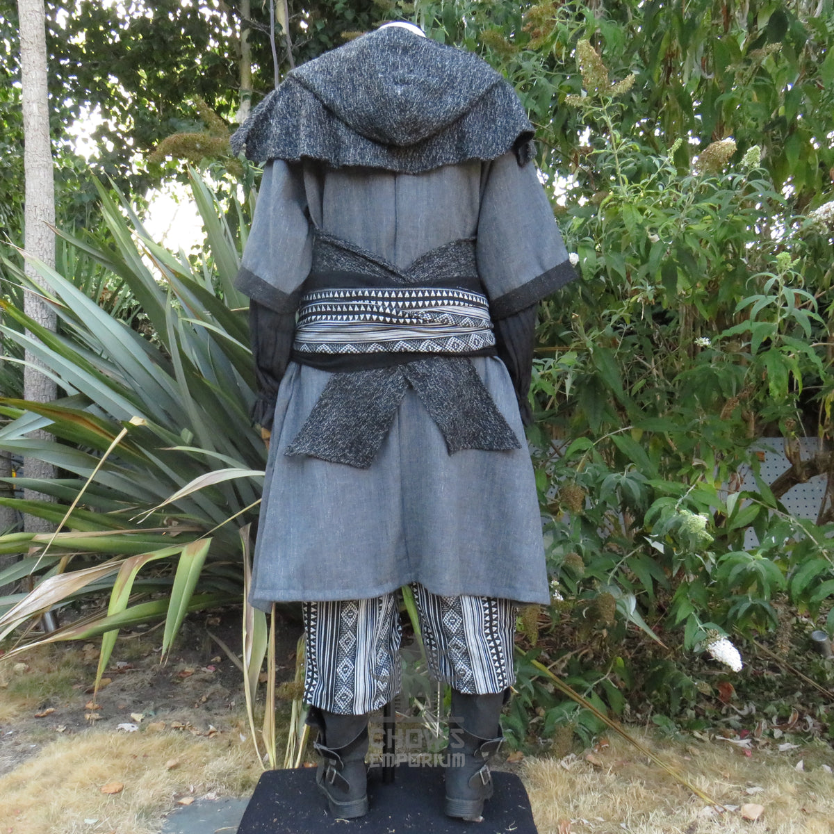 LARP Basic Outfit - 3 pieces Grey &amp; Purple (Tunic, Hood, Sash)