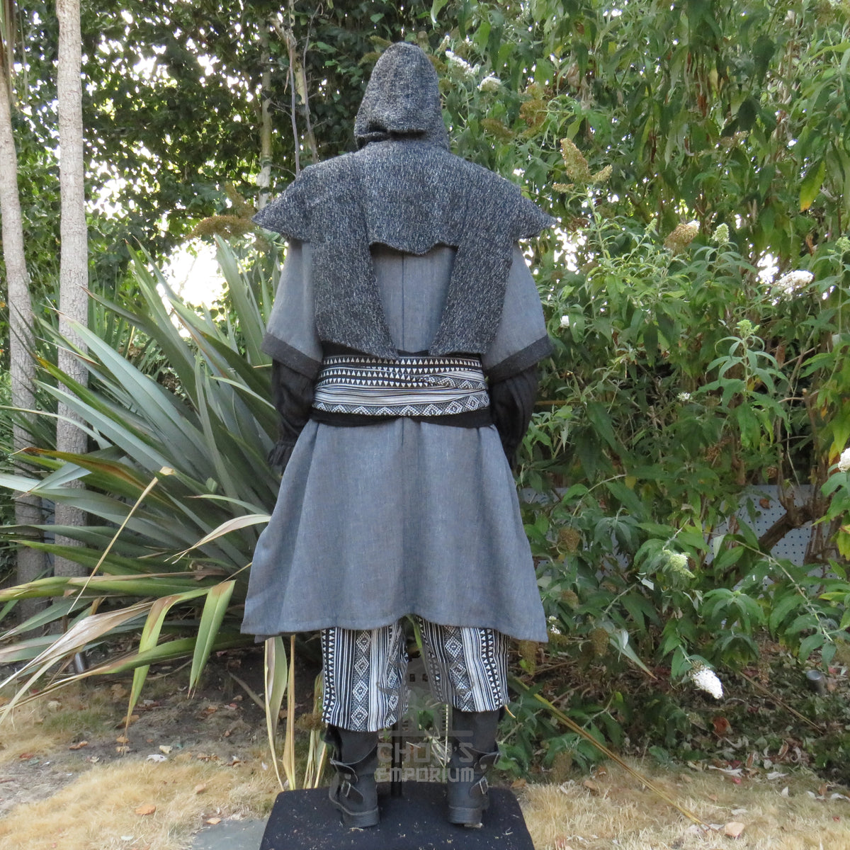 LARP Basic Outfit - 3 pieces Grey &amp; Purple (Tunic, Hood, Sash)