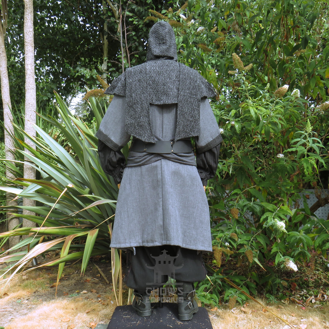 LARP Basic Outfit - 3 pieces Grey &amp; Purple (Tunic, Hood, Sash)