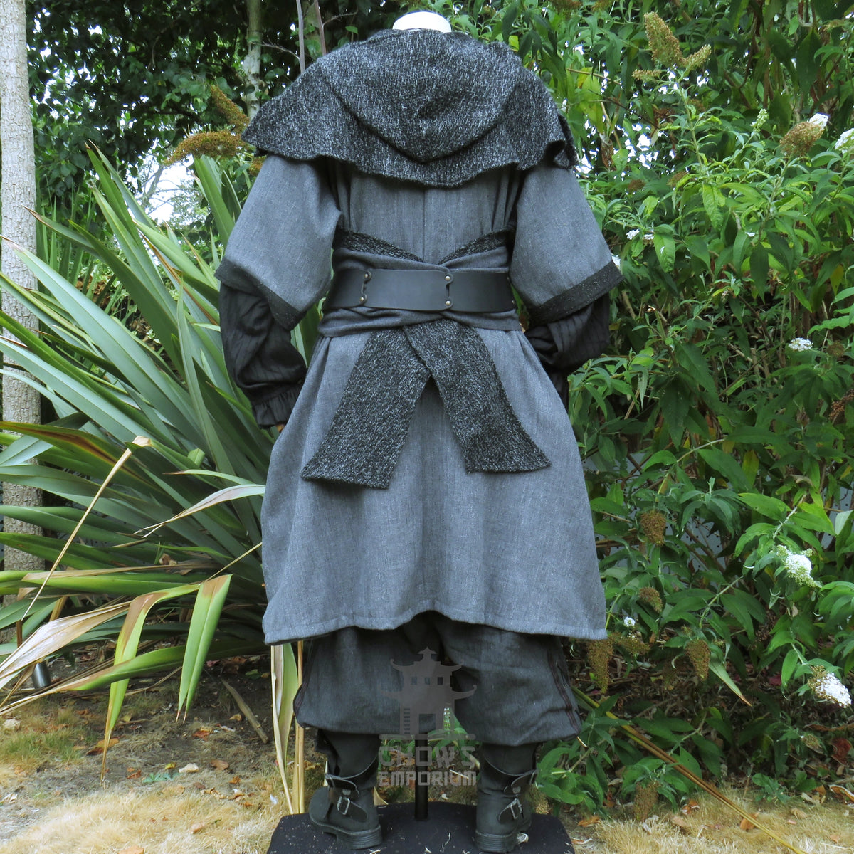 LARP Basic Outfit - 3 pieces Grey &amp; Purple (Tunic, Hood, Sash)