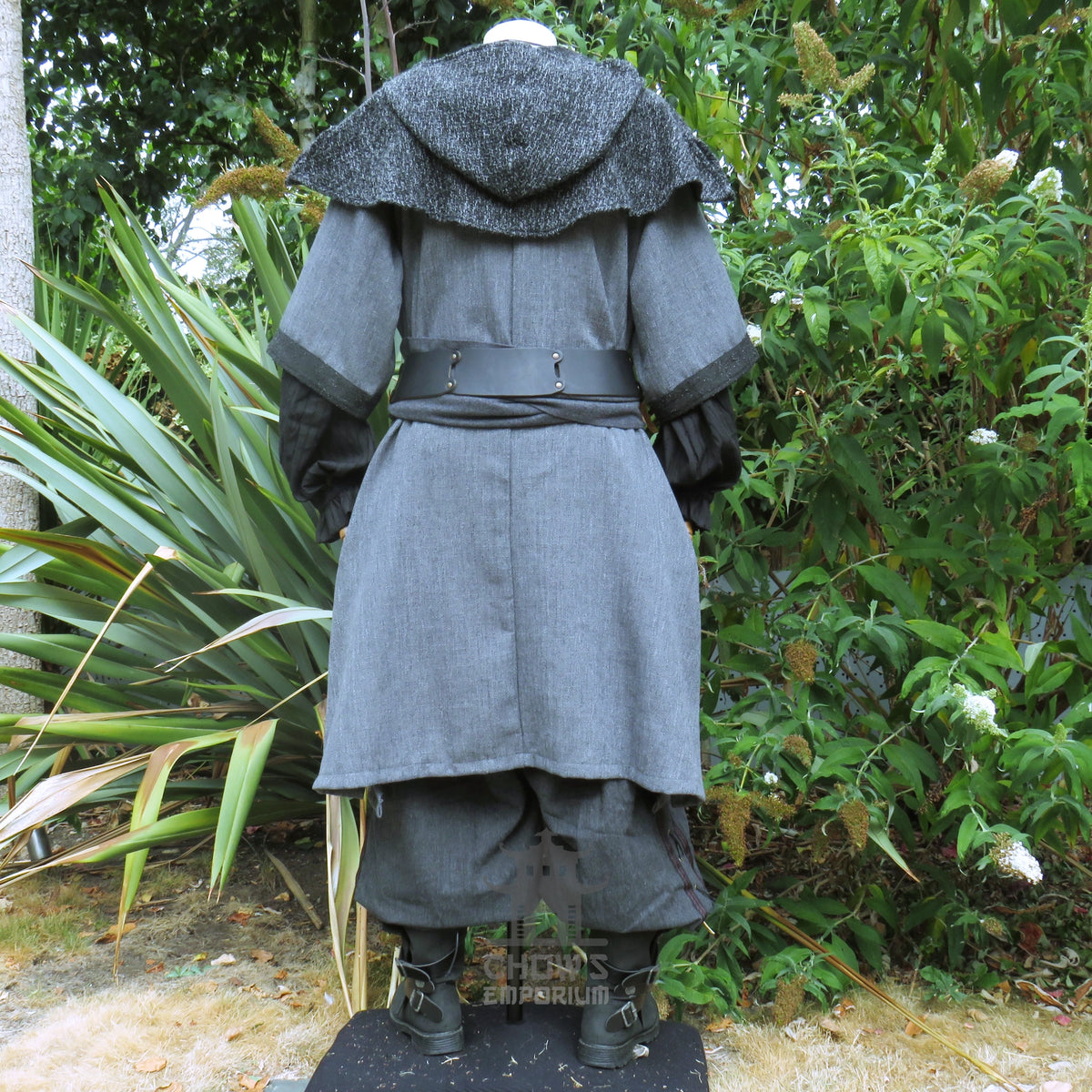 LARP Basic Outfit - 3 pieces Grey &amp; Purple (Tunic, Hood, Sash)