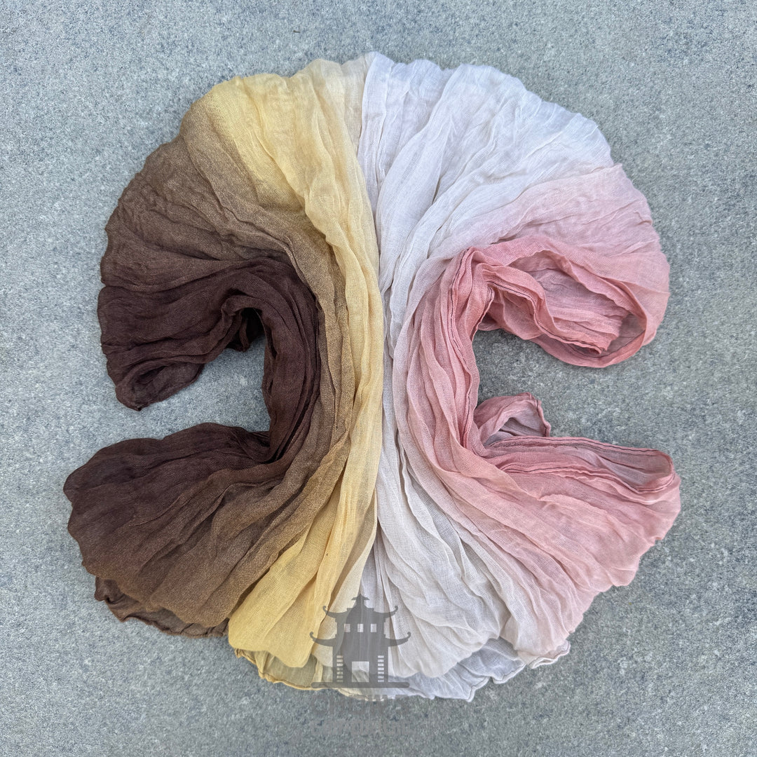 Harvest pirate sash fanned out, brown, gold, cream and pink viscose