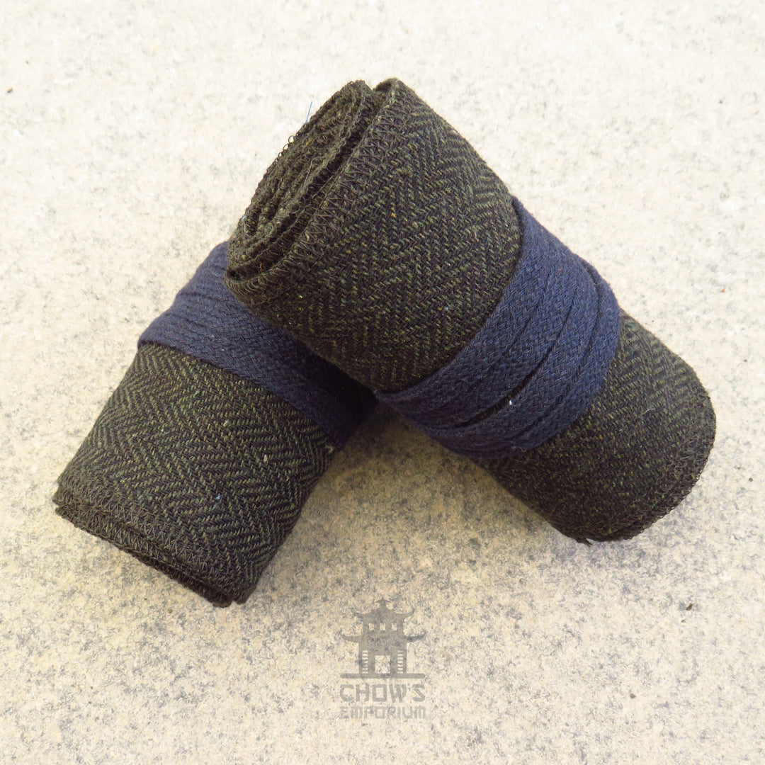 Green Herringbone Wool Leg and Arm Wrap Set