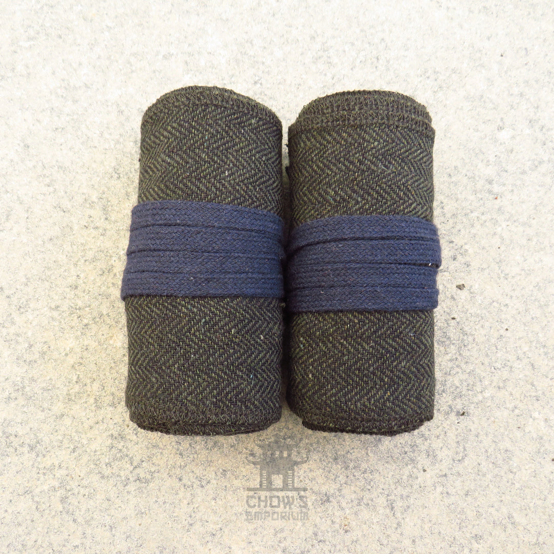 Green Herringbone Wool Leg and Arm Wrap Set