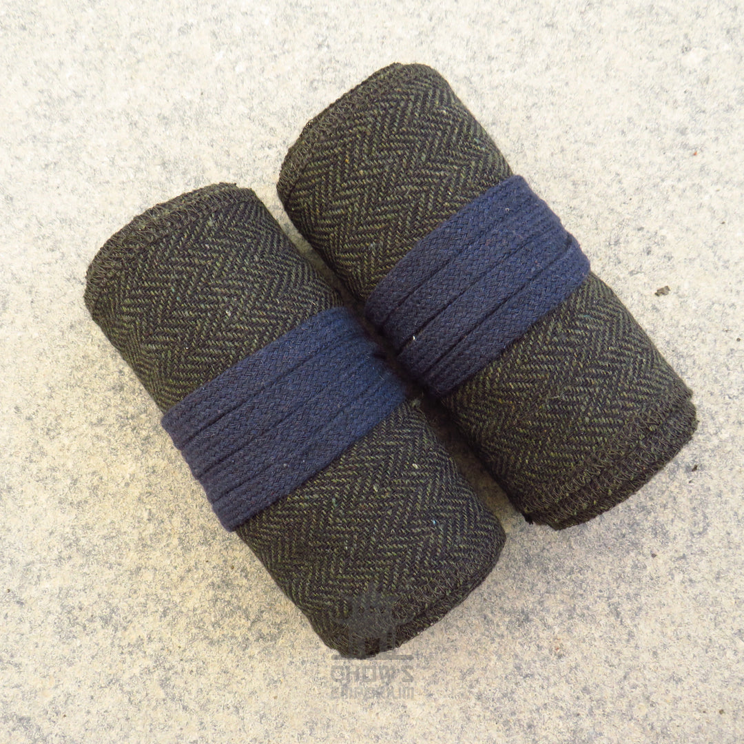 Green Herringbone Wool Leg and Arm Wrap Set