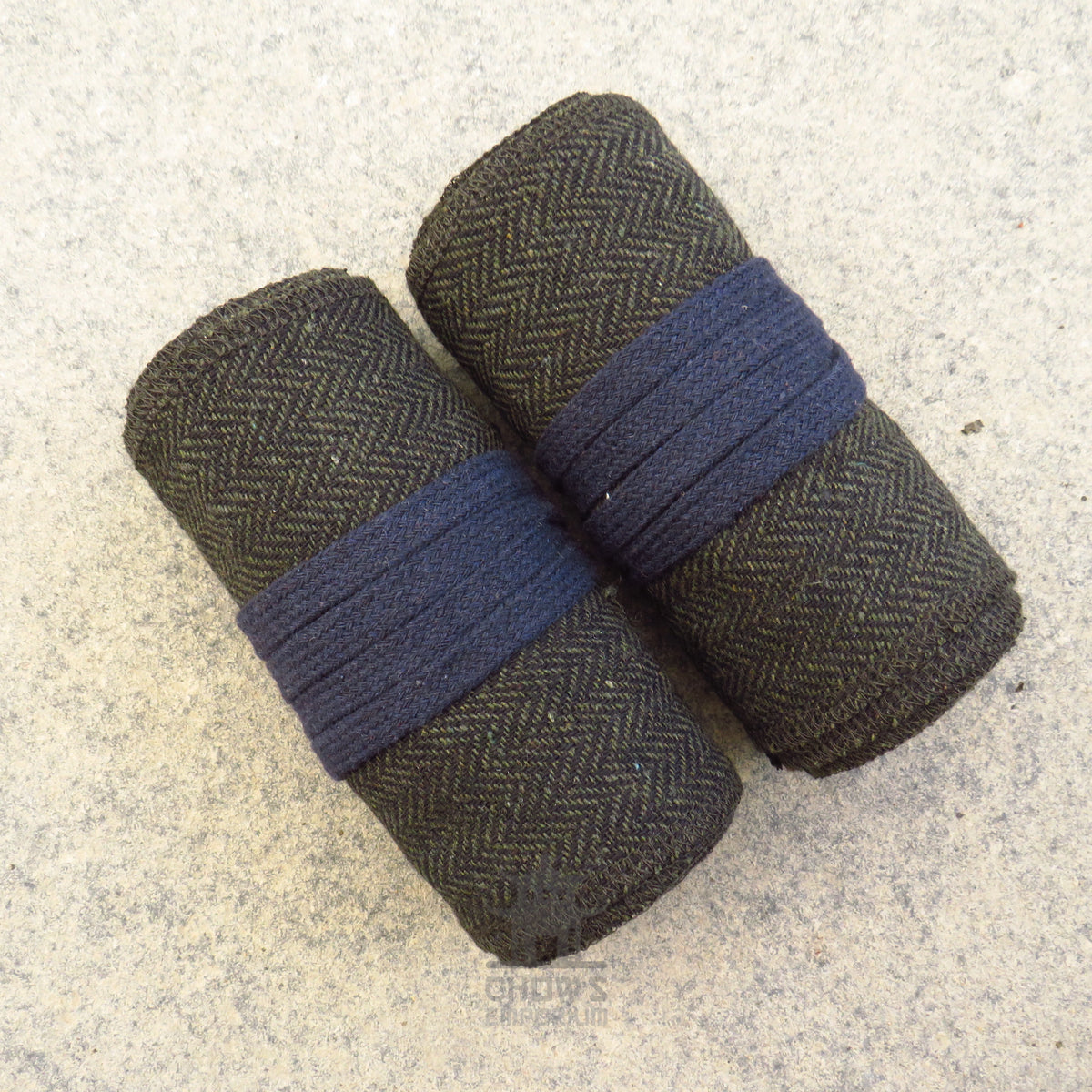Green Herringbone Wool Leg and Arm Wrap Set