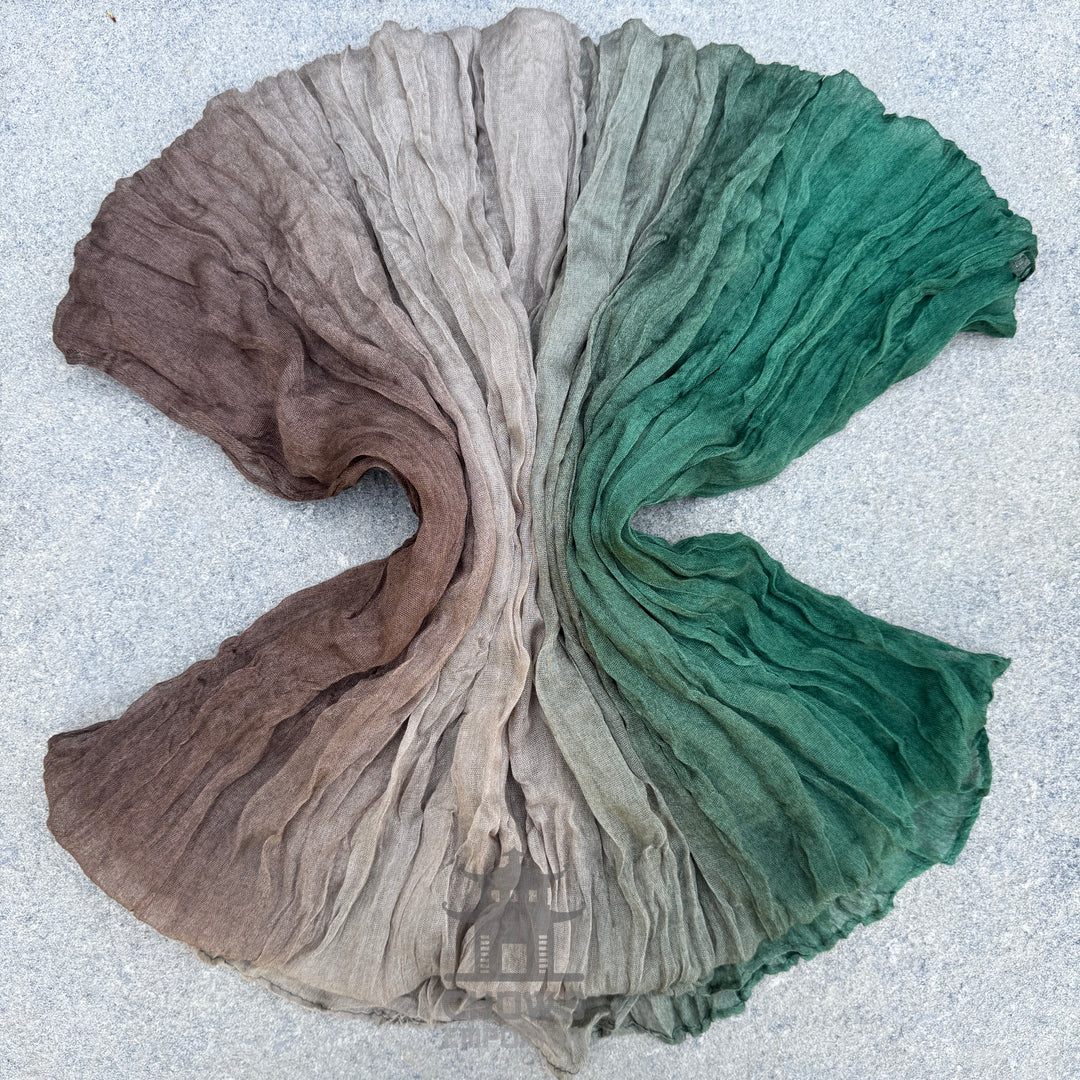 Moss pirate sash fanned out, brown, beige and green viscose