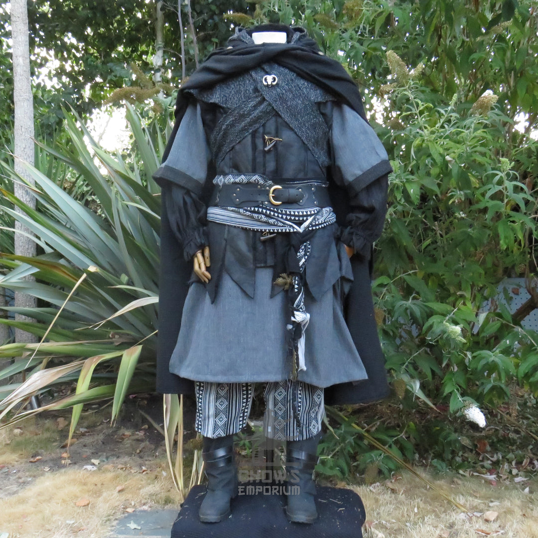 Nightstalker LARP Outfit, 5+ Pieces (Waistcoat, Tunic, Hood, Sash, Necklace)
