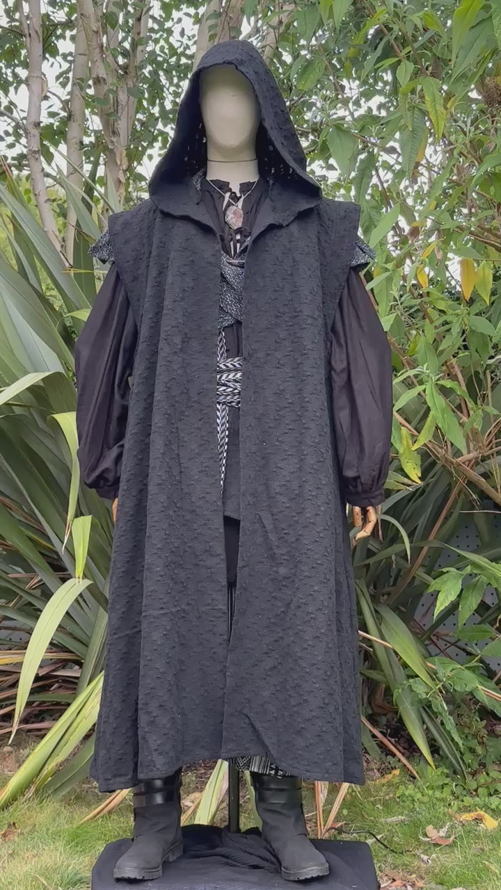 The Spellcaster LARP Set - 3+ pieces (Hooded Sleeveless Robe, Shirt & Sash)