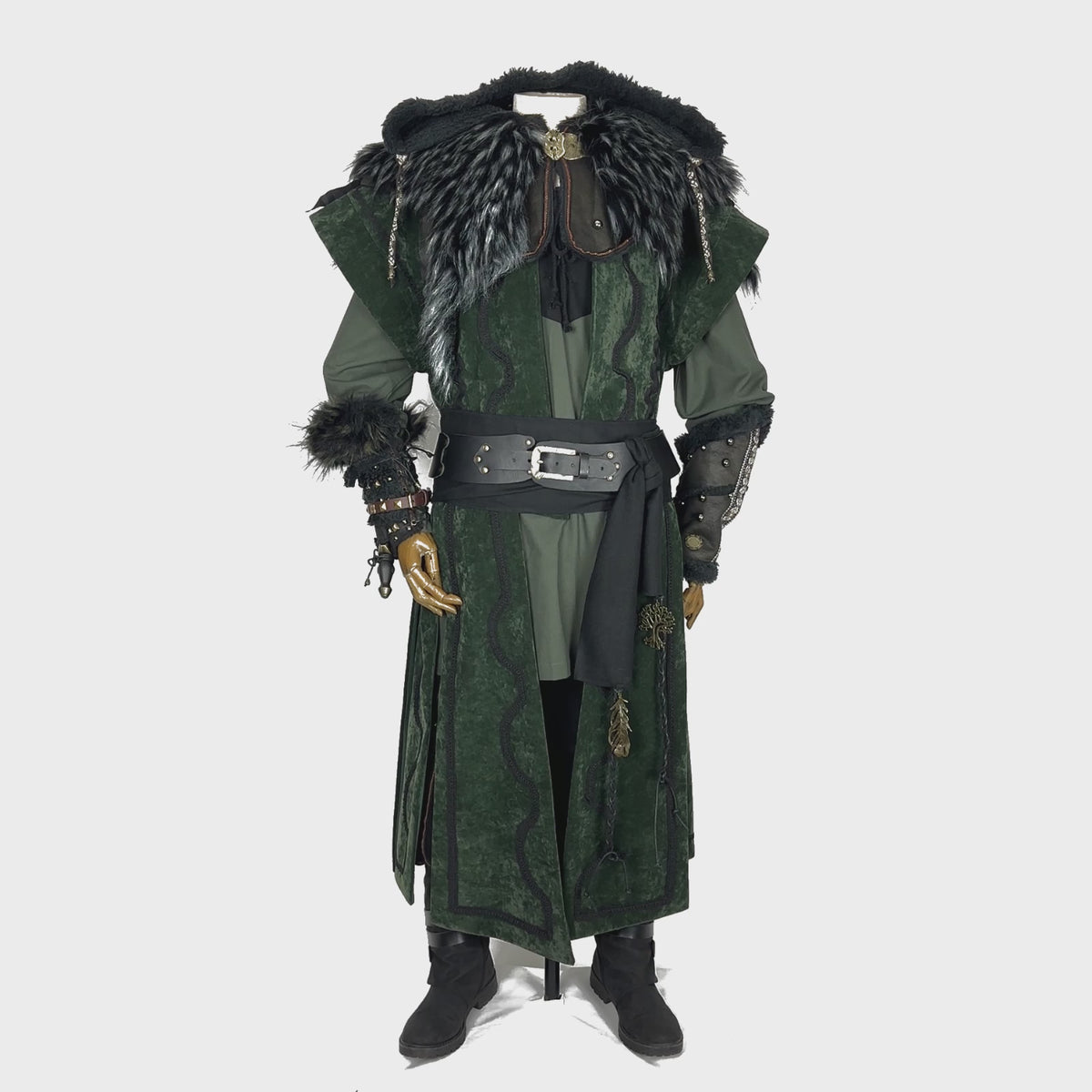 Twilight Alchemist LARP Set - 7 Pieces (Waistcoat, Hood, Vambraces, Shirt, Pants, Sash &amp; Necklace)