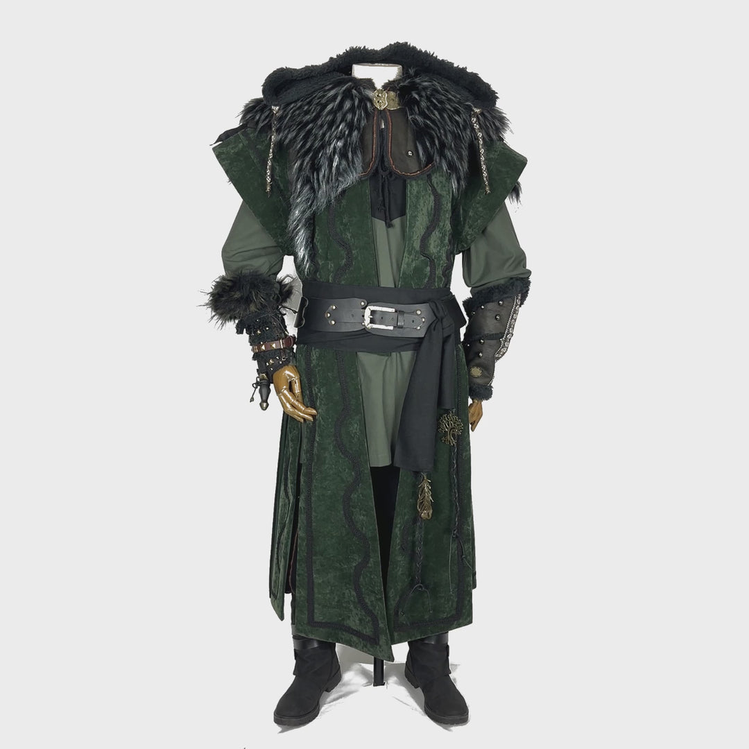 Twilight Alchemist LARP Set - 7 Pieces (Waistcoat, Hood, Vambraces, Shirt, Pants, Sash &amp; Necklace)