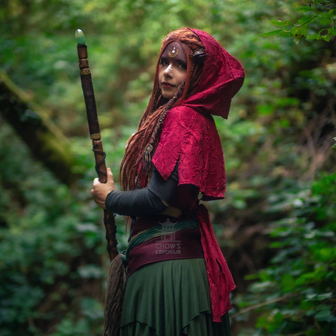 Red Medieval Scarf Hood - Lightweight
