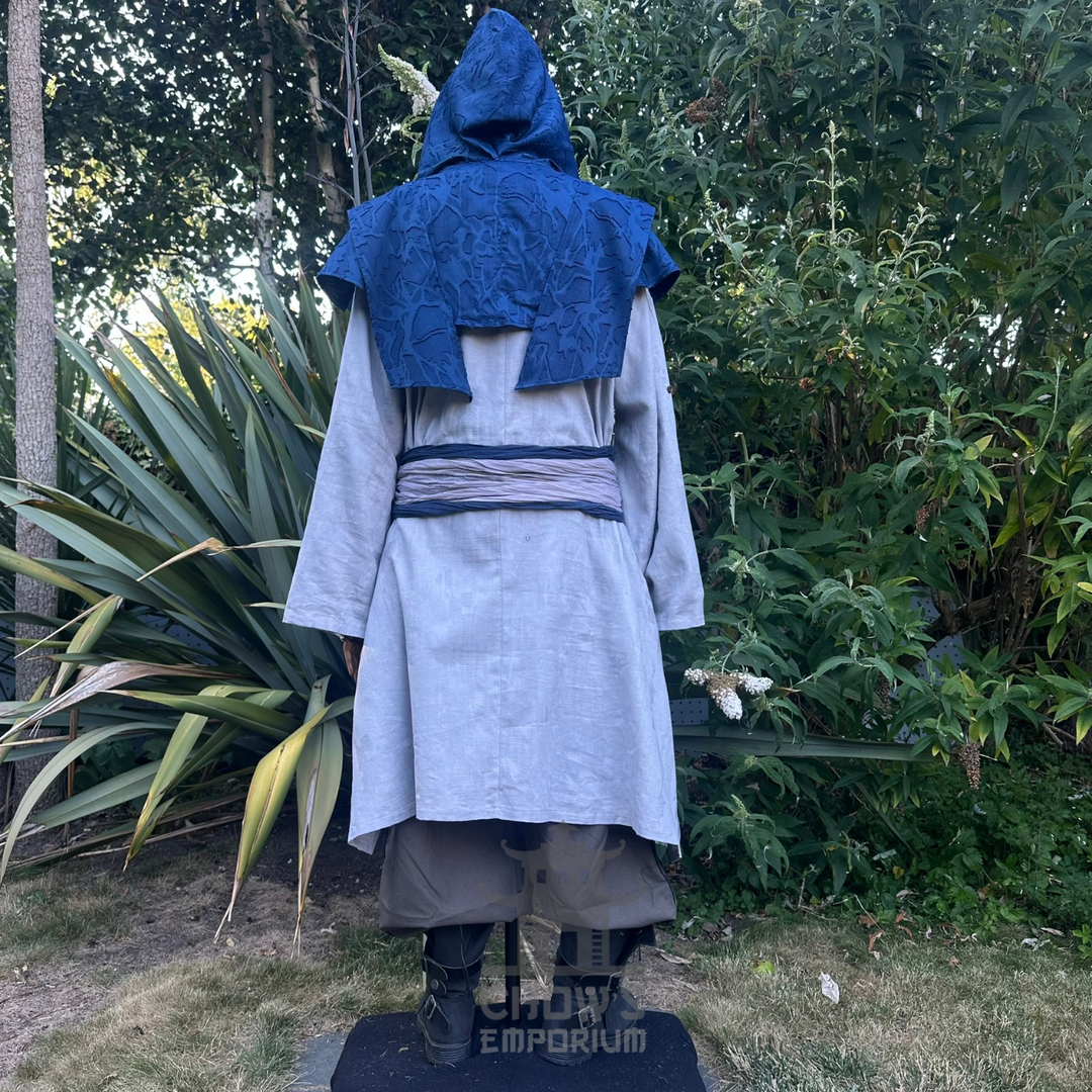 Blue Medieval Scarf Hood - Lightweight