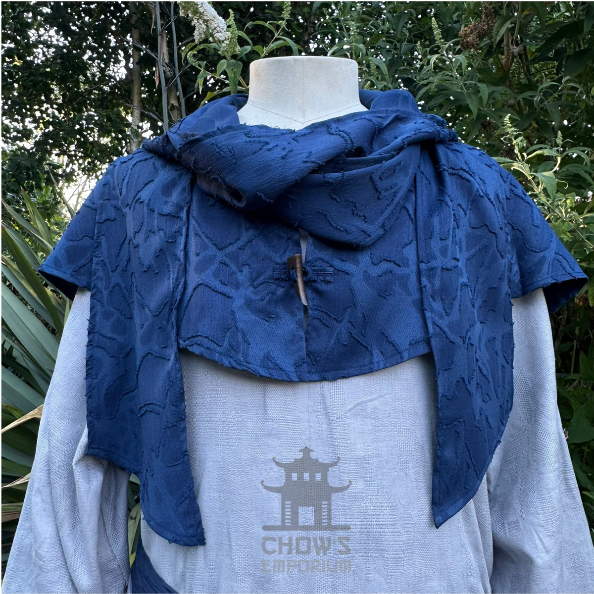 Blue Medieval Scarf Hood - Lightweight