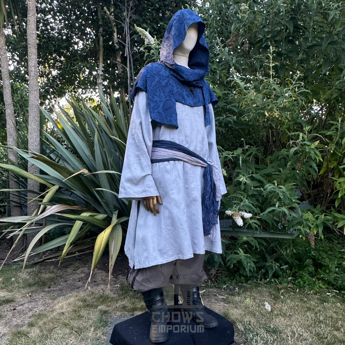 Blue Medieval Scarf Hood - Lightweight