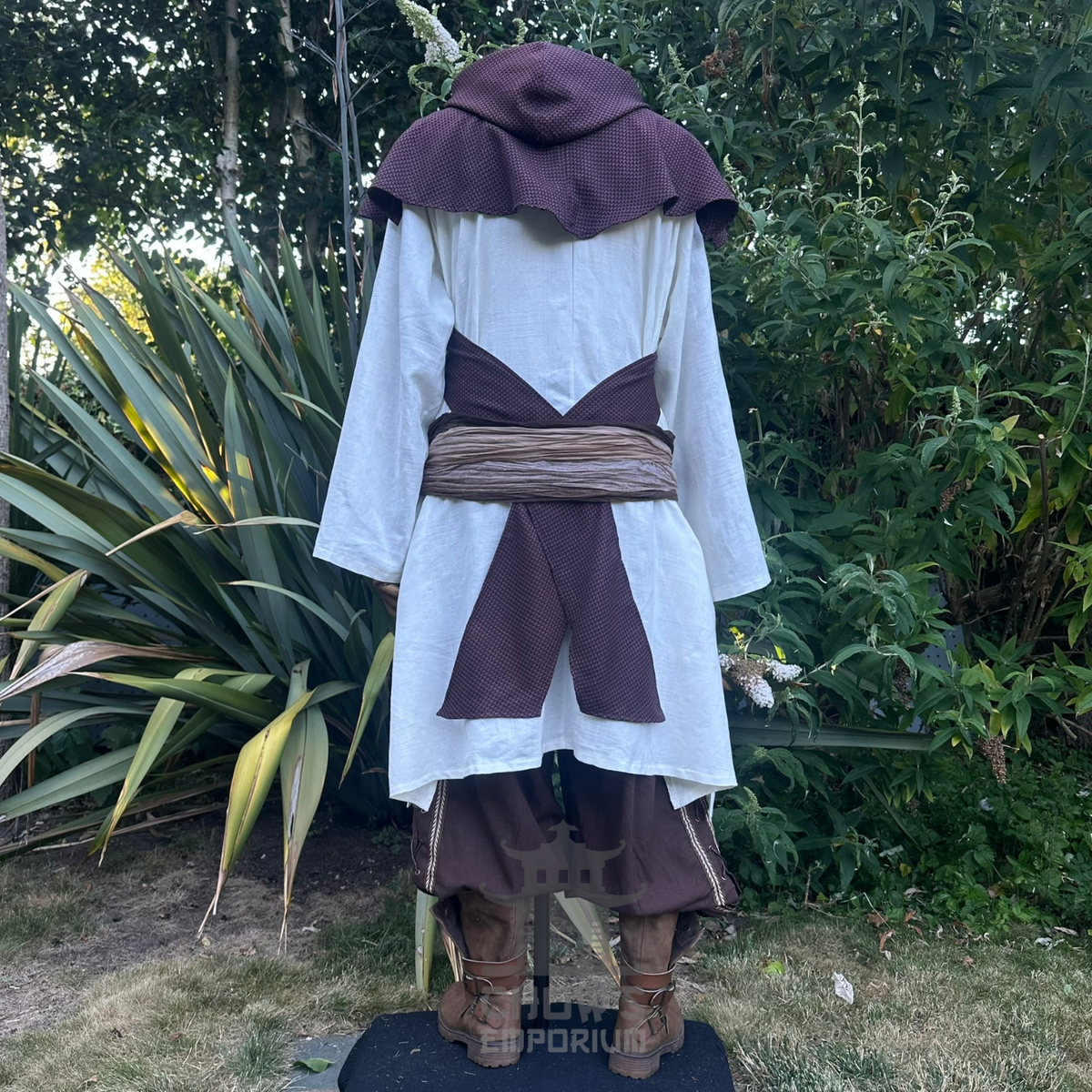 Brown Medieval Scarf Hood - Lightweight