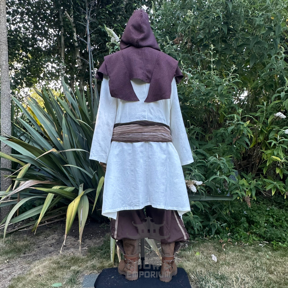 Brown Medieval Scarf Hood - Lightweight