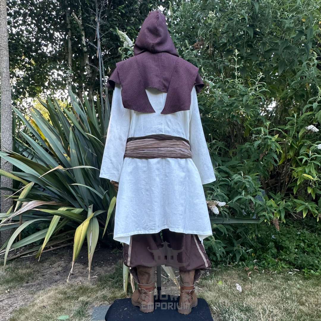 Brown Medieval Scarf Hood - Lightweight