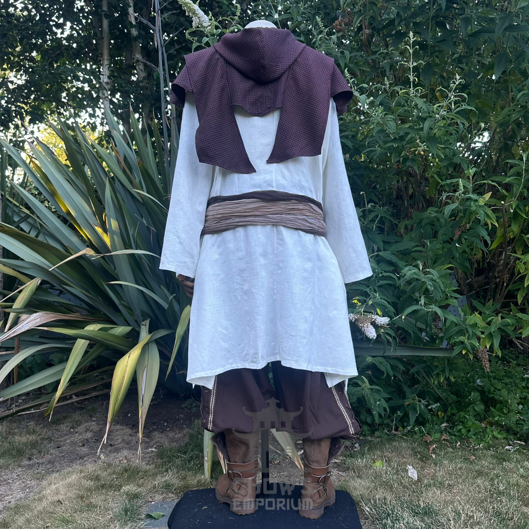 Brown Medieval Scarf Hood - Lightweight