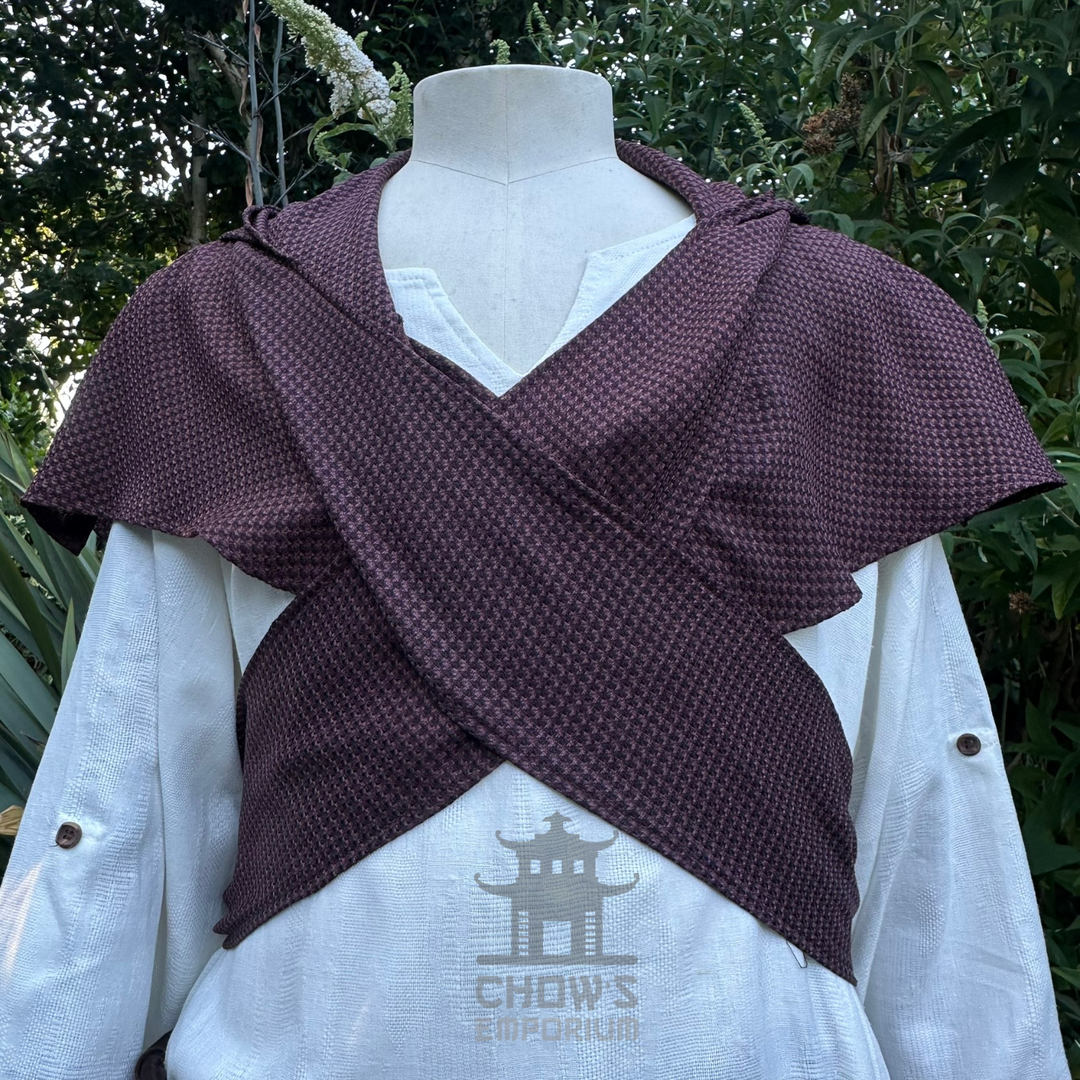 Brown Medieval Scarf Hood - Lightweight