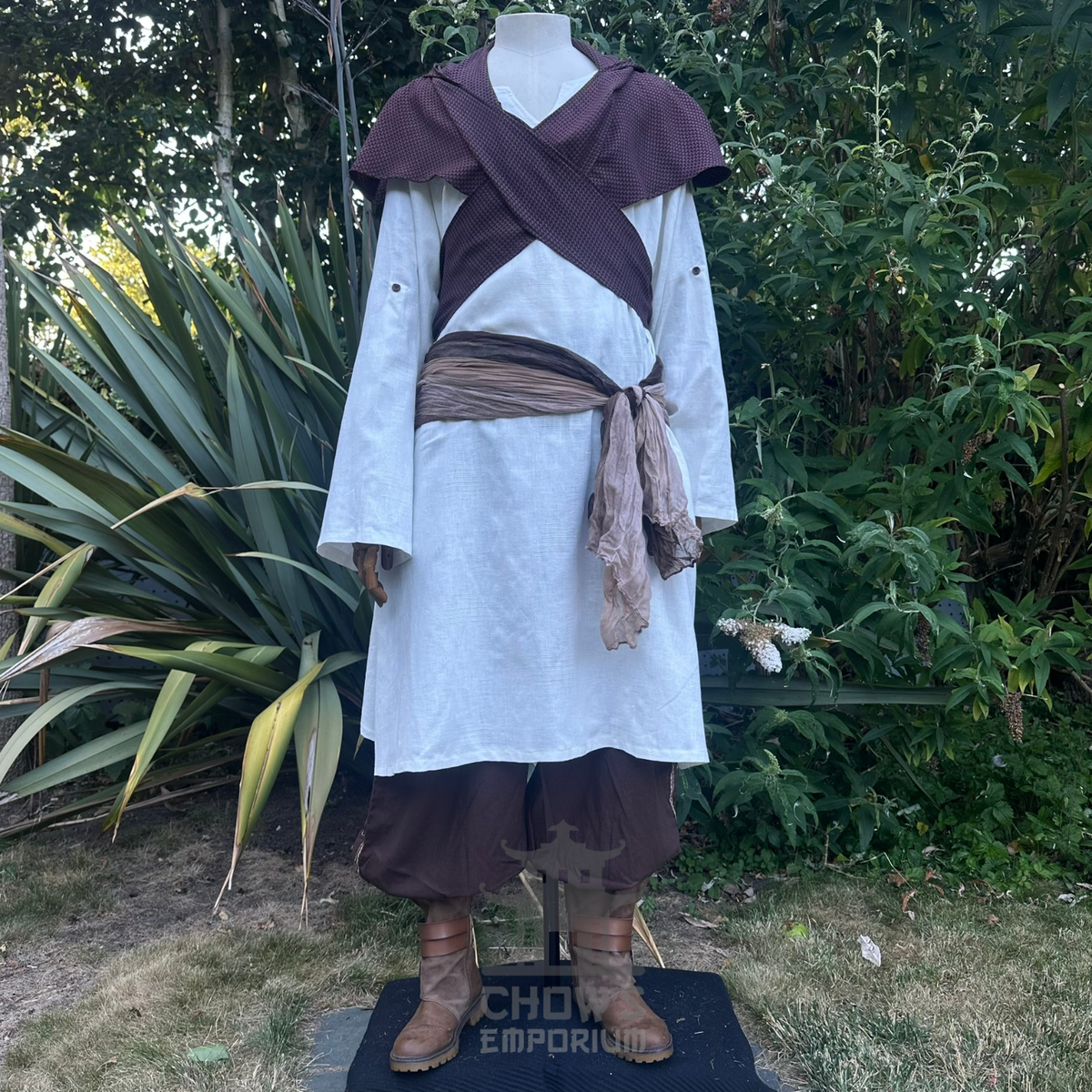 Brown Medieval Scarf Hood - Lightweight