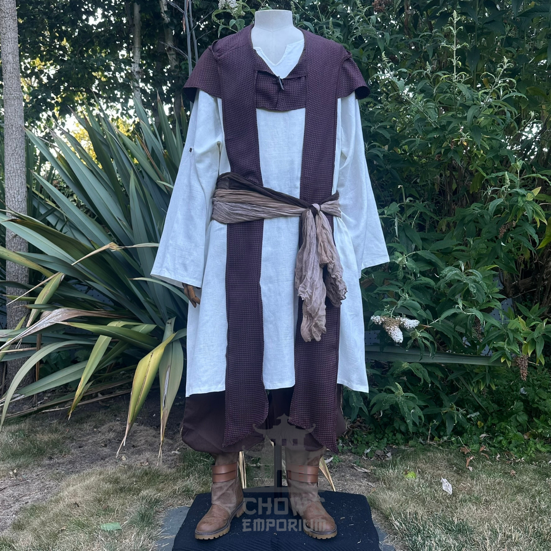 Brown Medieval Scarf Hood - Lightweight