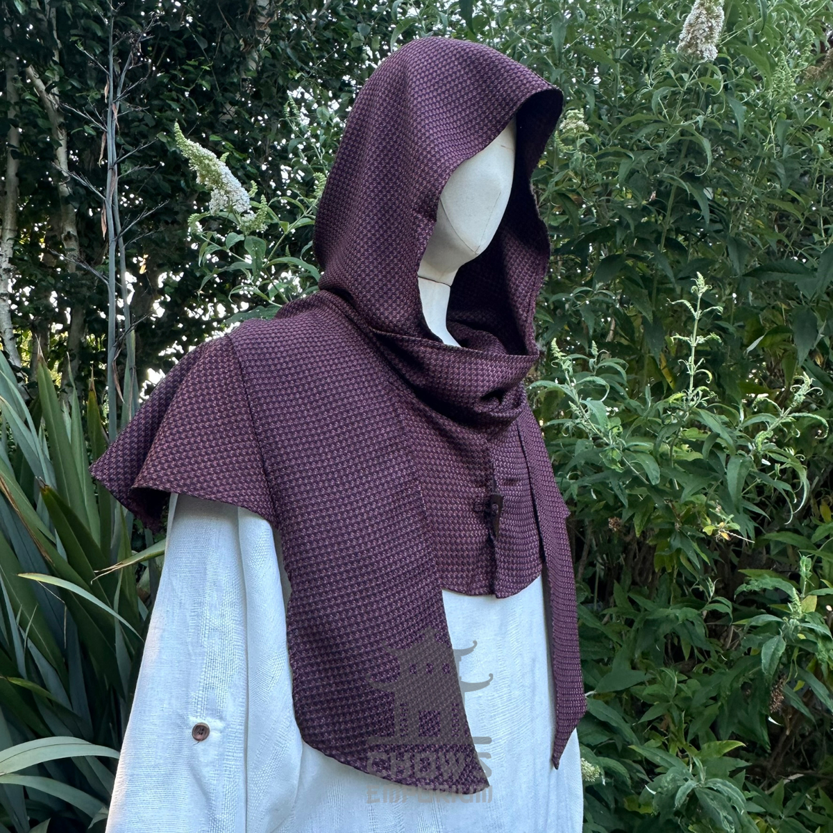 Brown Medieval Scarf Hood - Lightweight