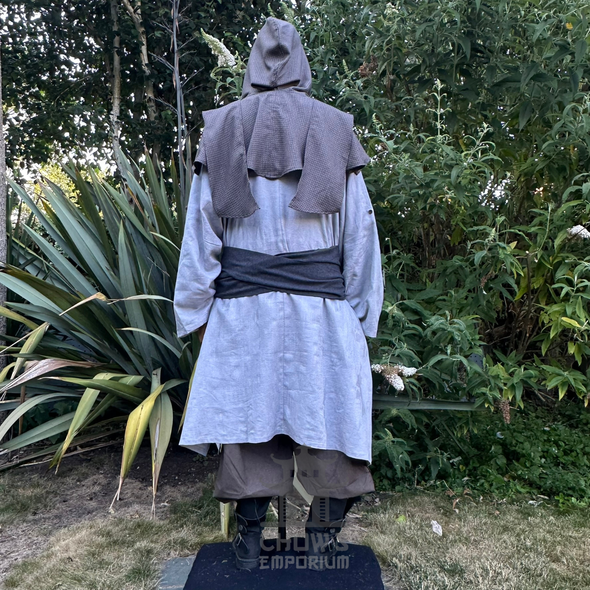 Grey Medieval Scarf Hood - Lightweight