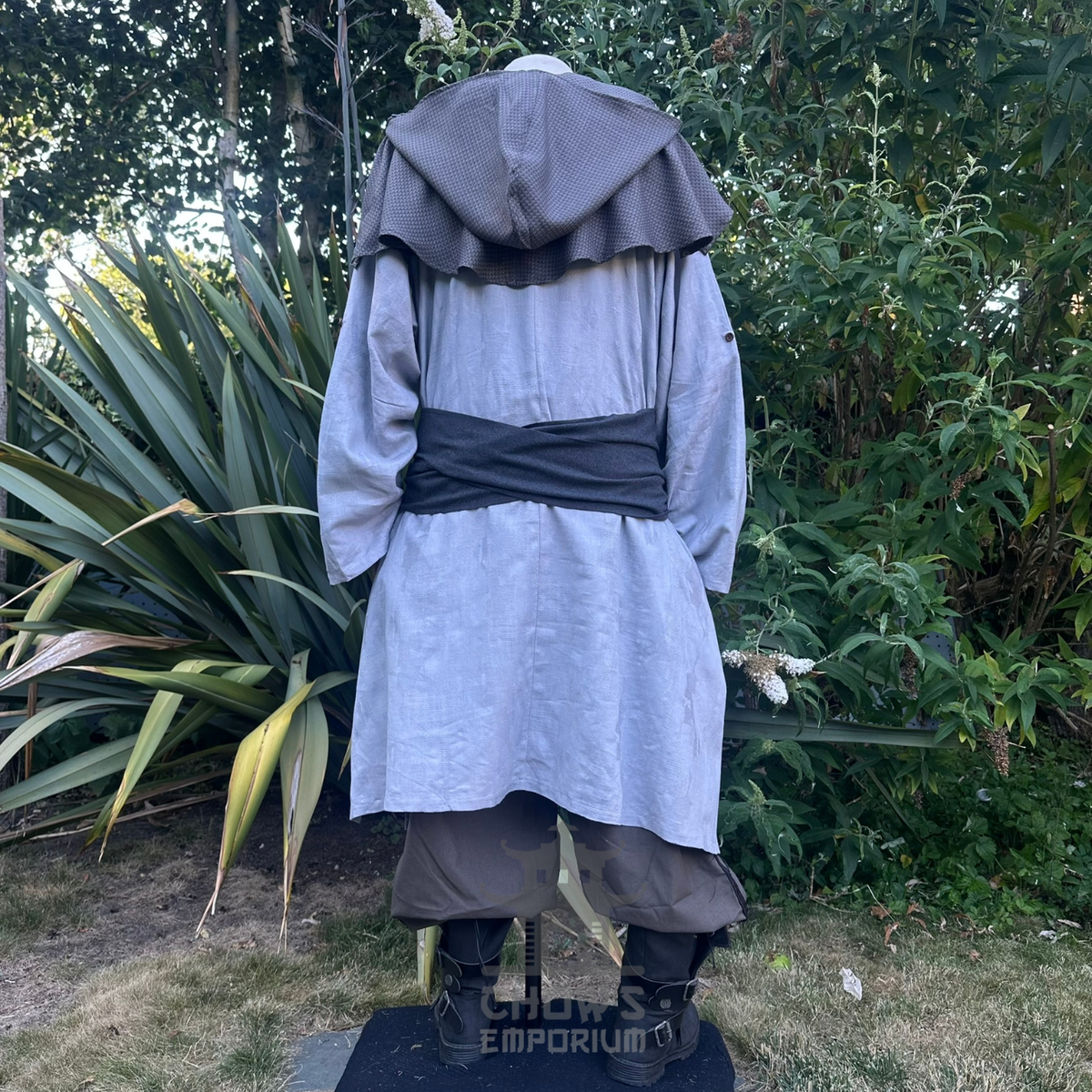 Grey Medieval Scarf Hood - Lightweight