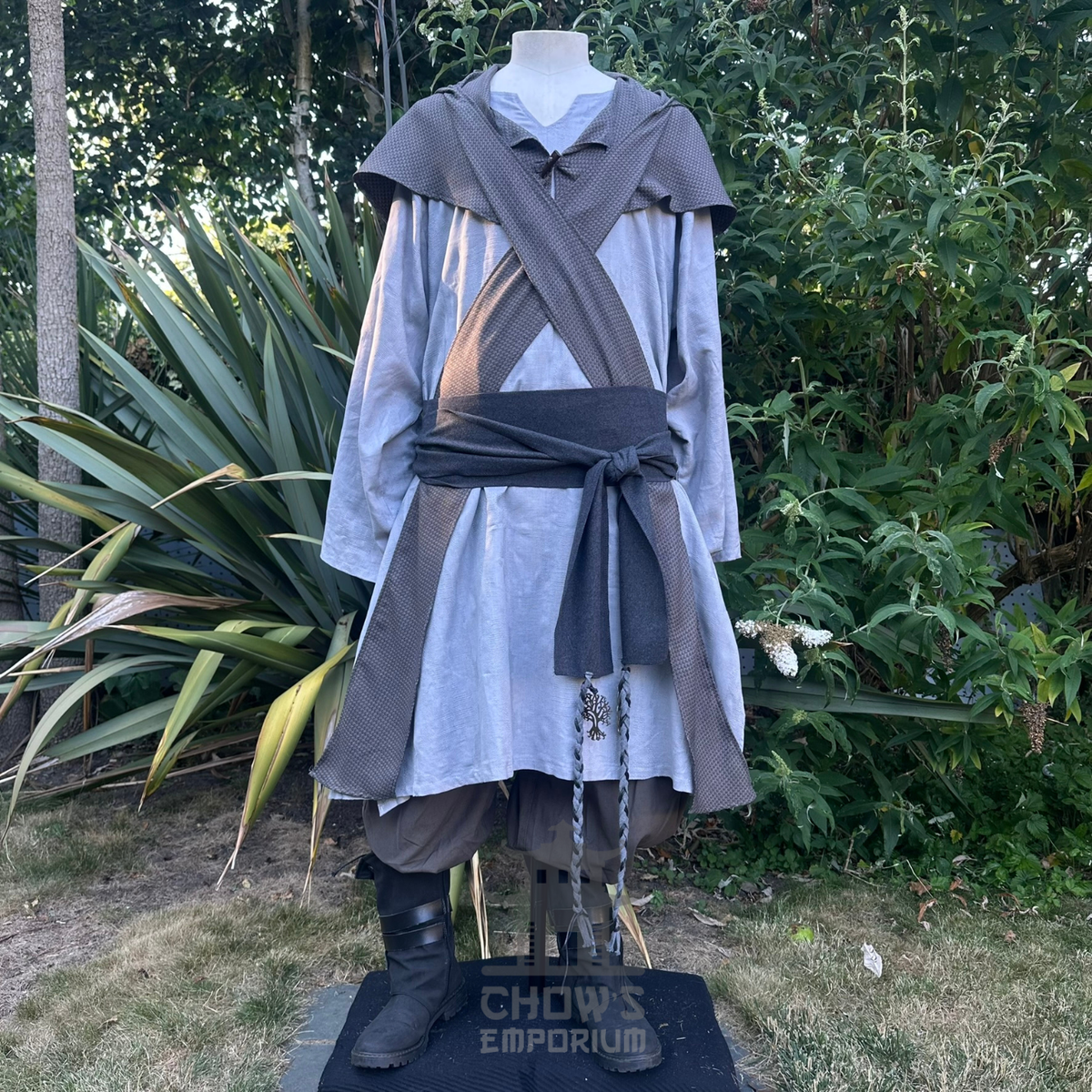 Grey Medieval Scarf Hood - Lightweight