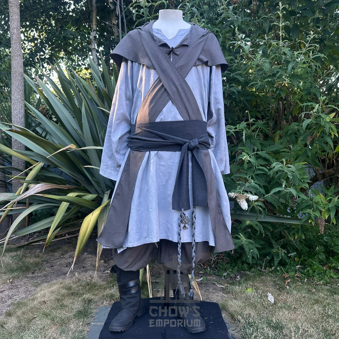 Grey Medieval Scarf Hood - Lightweight