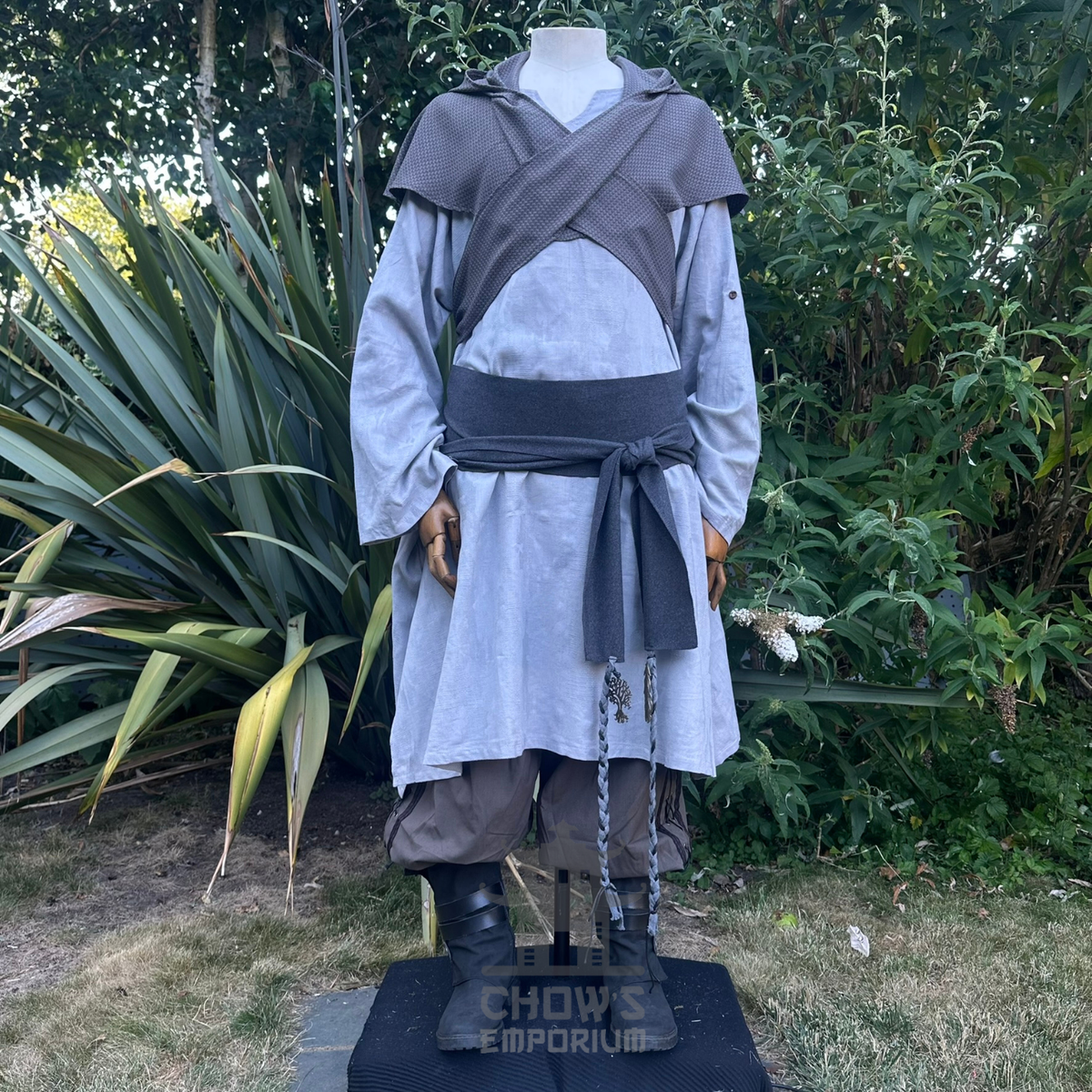 Grey Medieval Scarf Hood - Lightweight