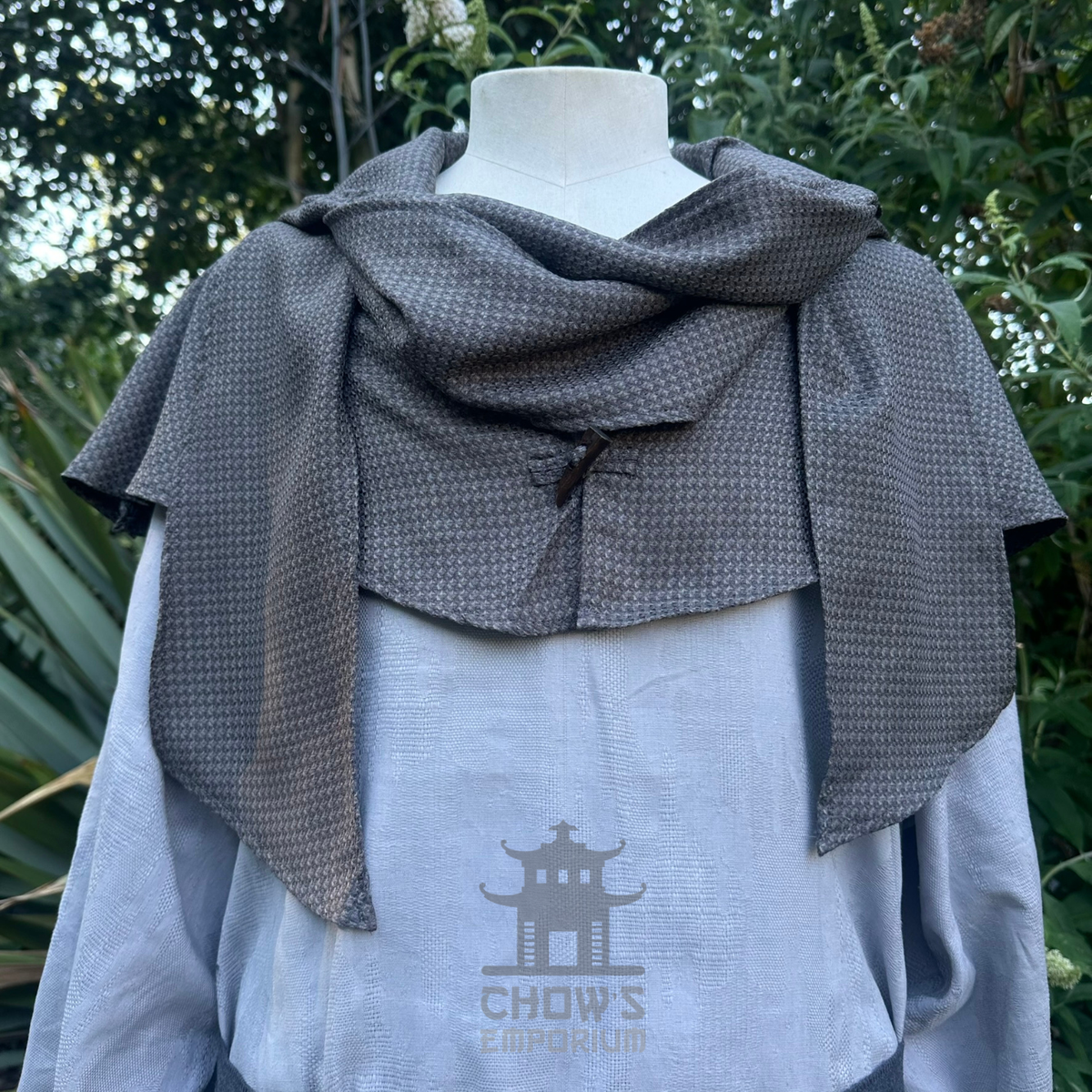 Grey Medieval Scarf Hood - Lightweight