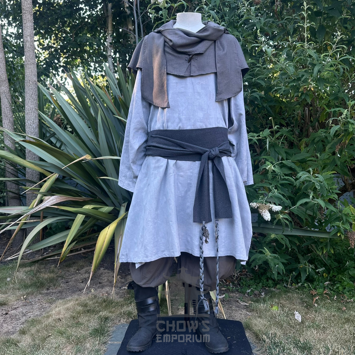 Grey Medieval Scarf Hood - Lightweight