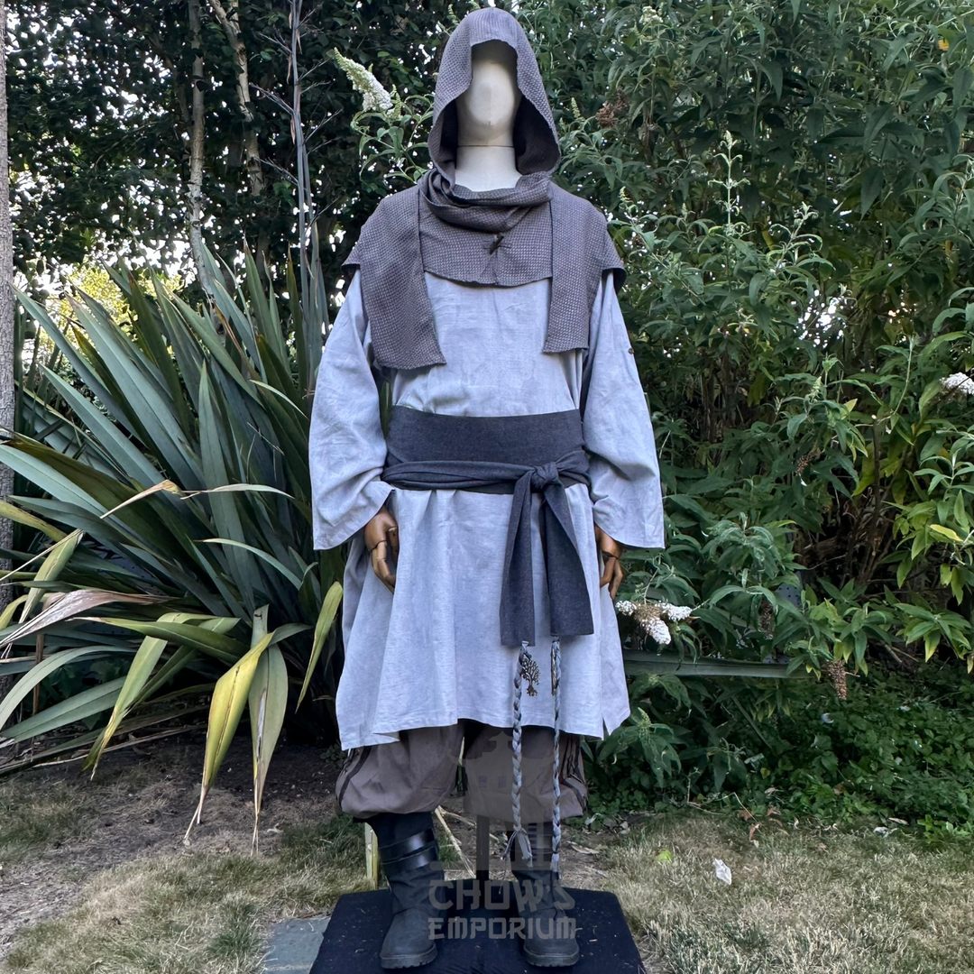 Grey Medieval Scarf Hood - Lightweight
