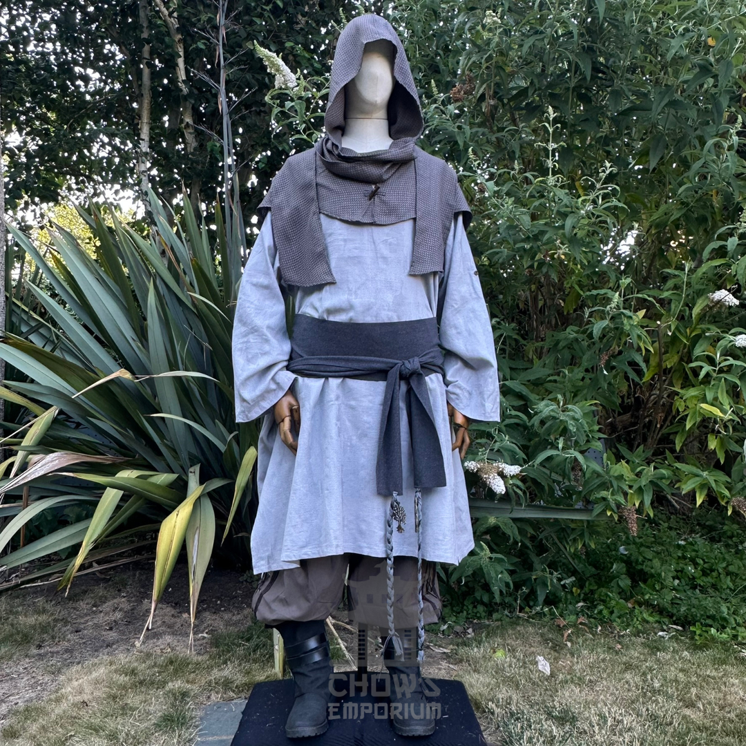 Grey Medieval Scarf Hood - Lightweight