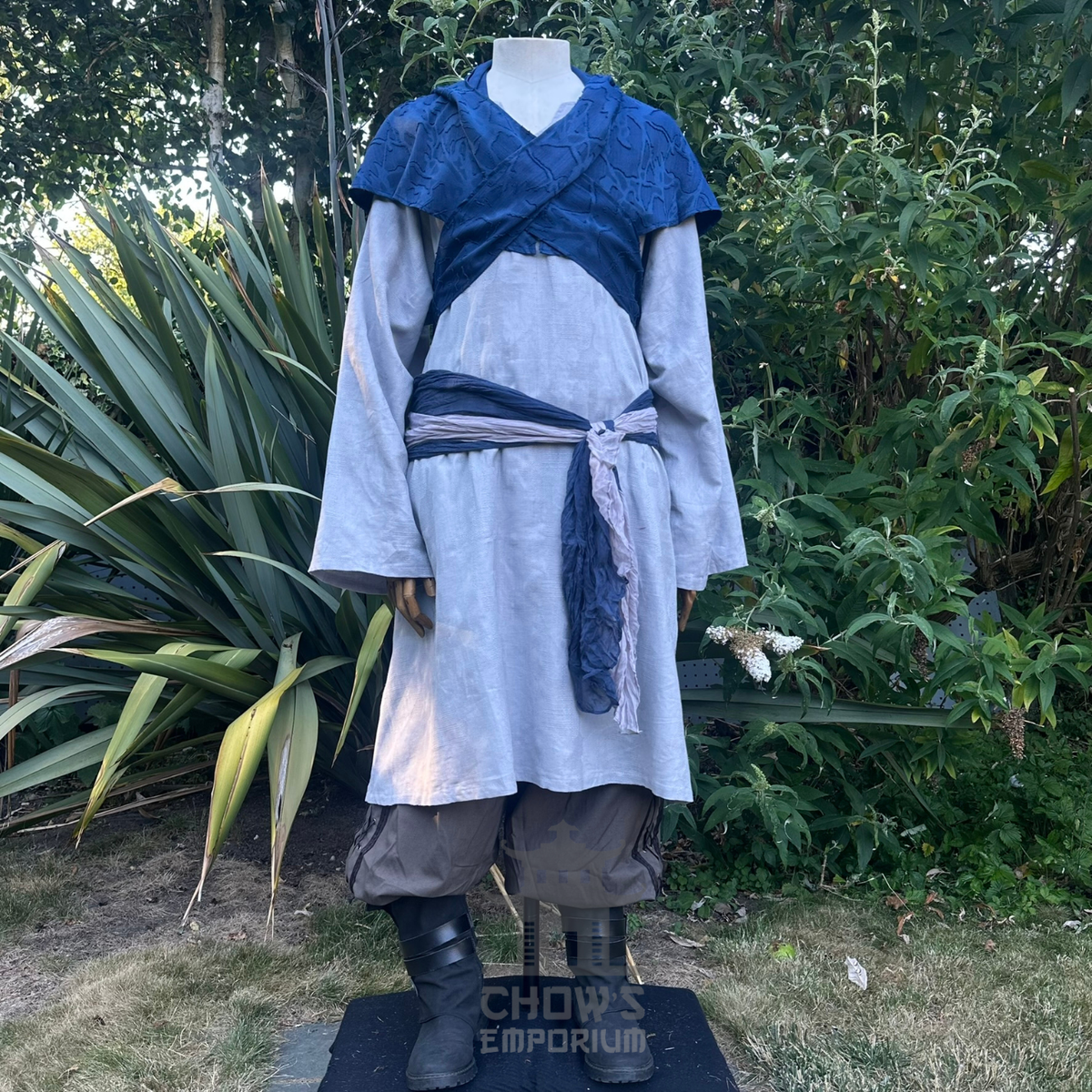Blue Medieval Scarf Hood - Lightweight