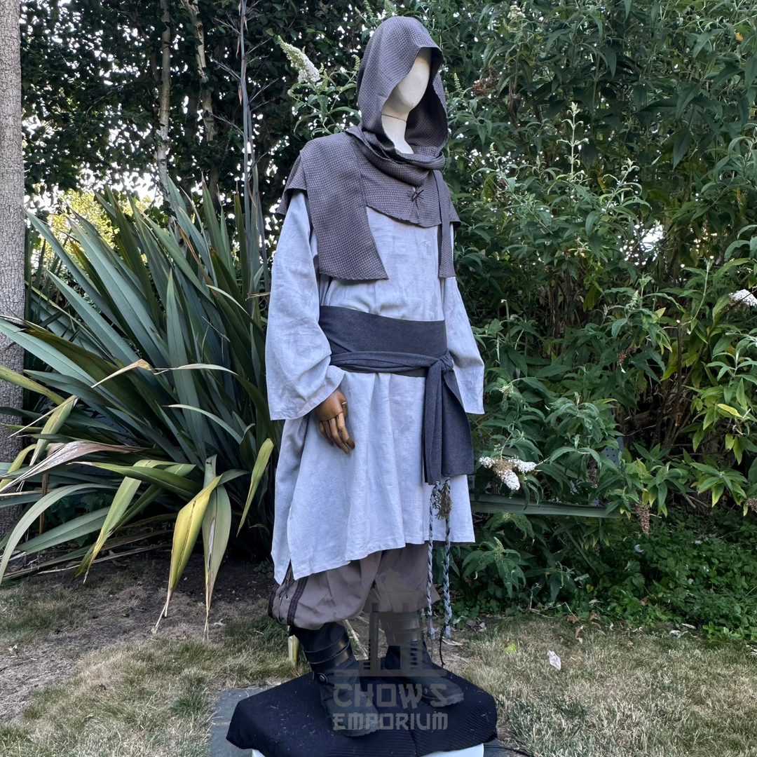 Grey Medieval Scarf Hood - Lightweight