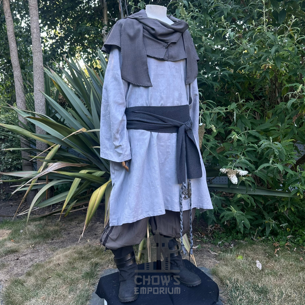 Grey Medieval Scarf Hood - Lightweight
