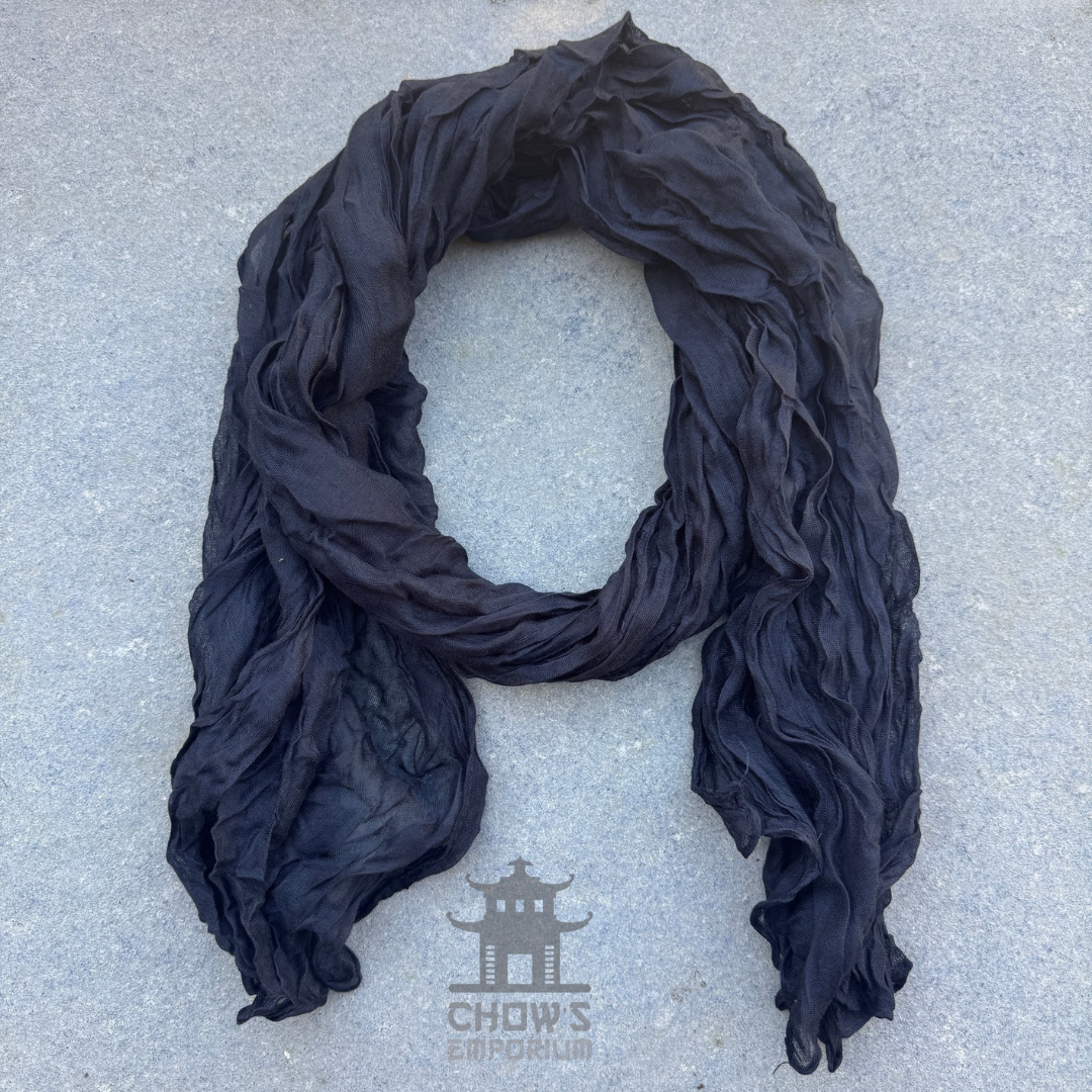 Shade pirate sash tied and draped, plain black viscose