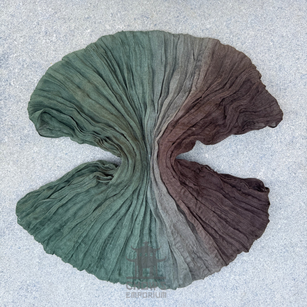 Thorn pirate sash fanned out, brown and green viscose