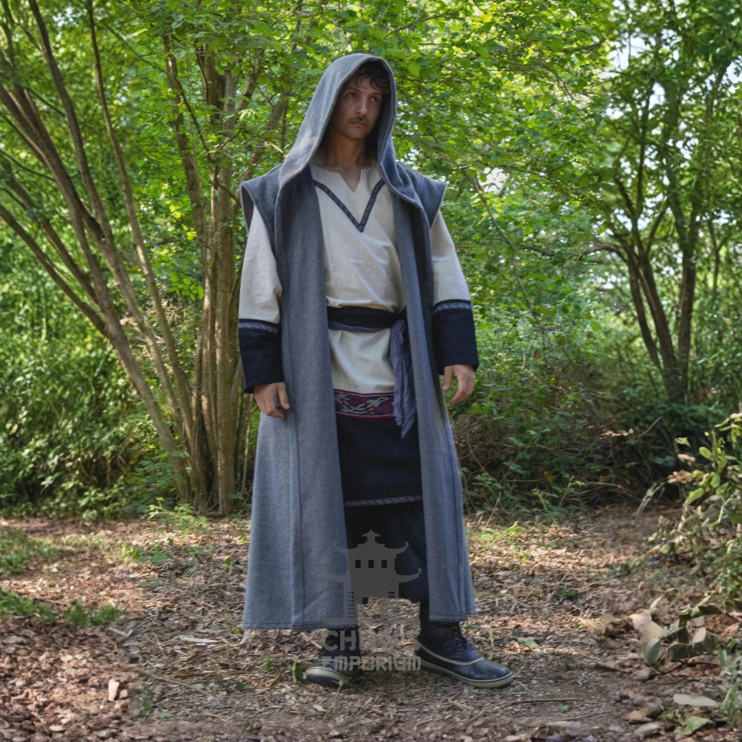Grey Hooded Sleeveless Robe
