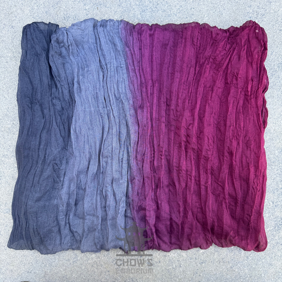 Folded Wine pirate sash showing grey to wine red gradient