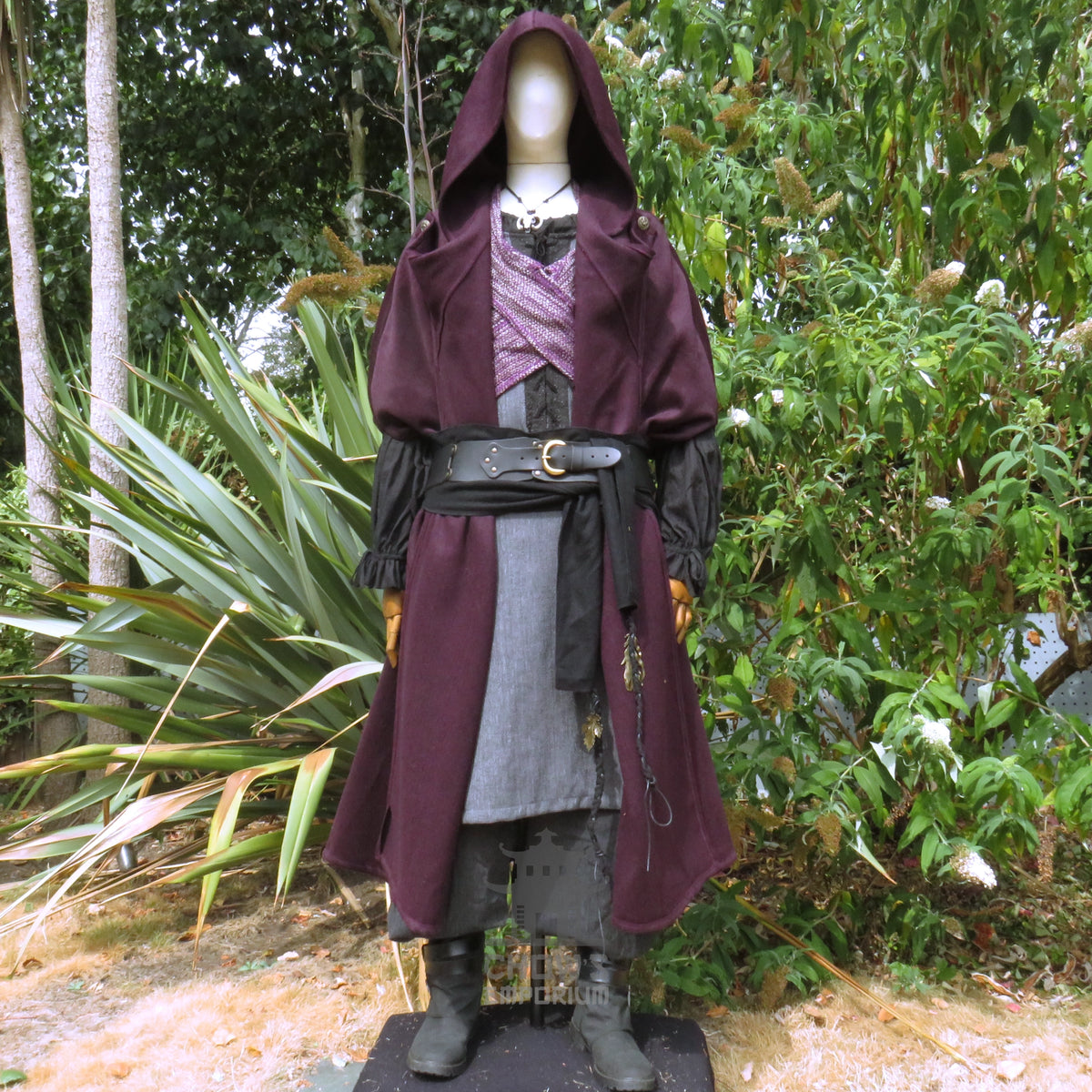 Purple Wool Hooded Cloak and Robe