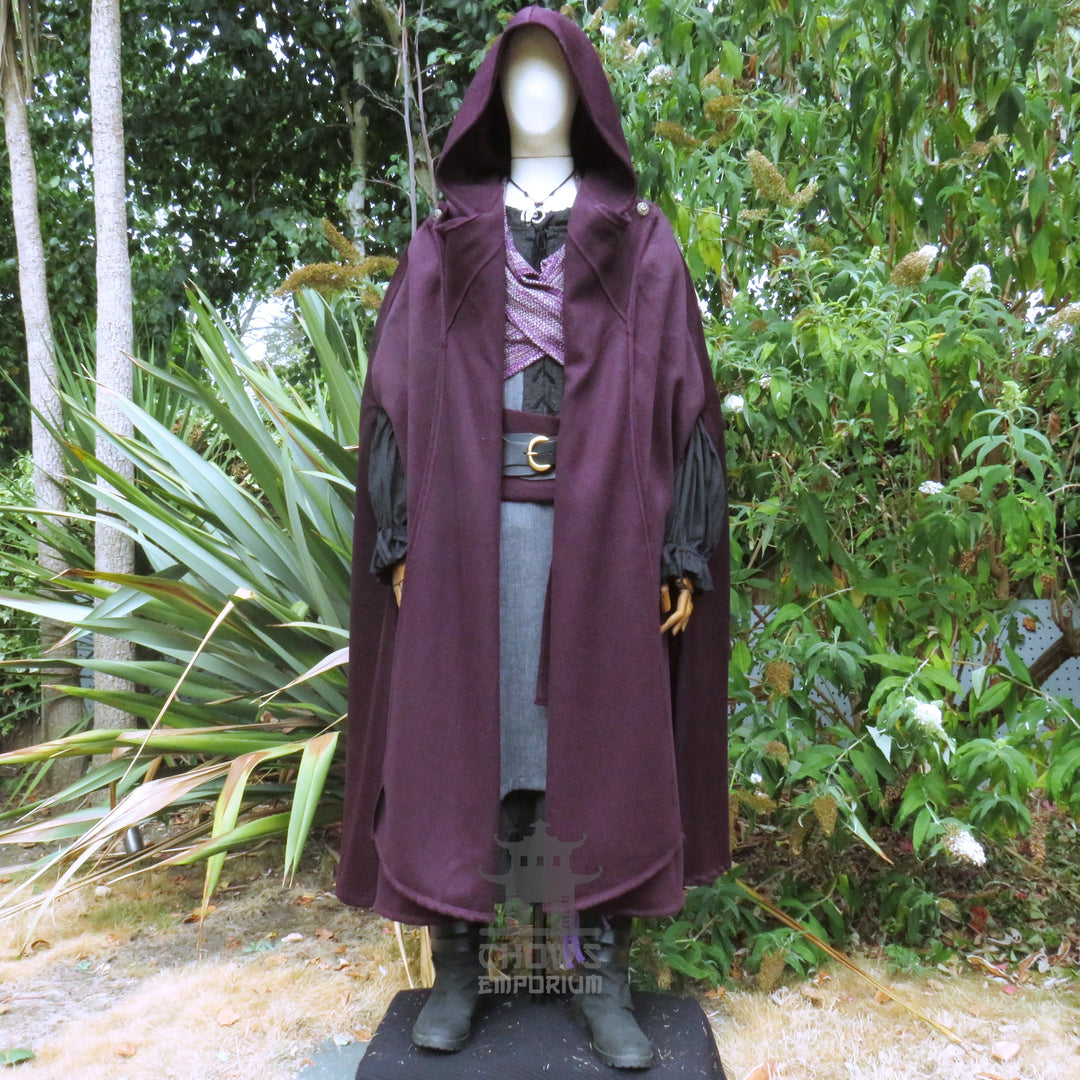Purple Wool Hooded Cloak and Robe